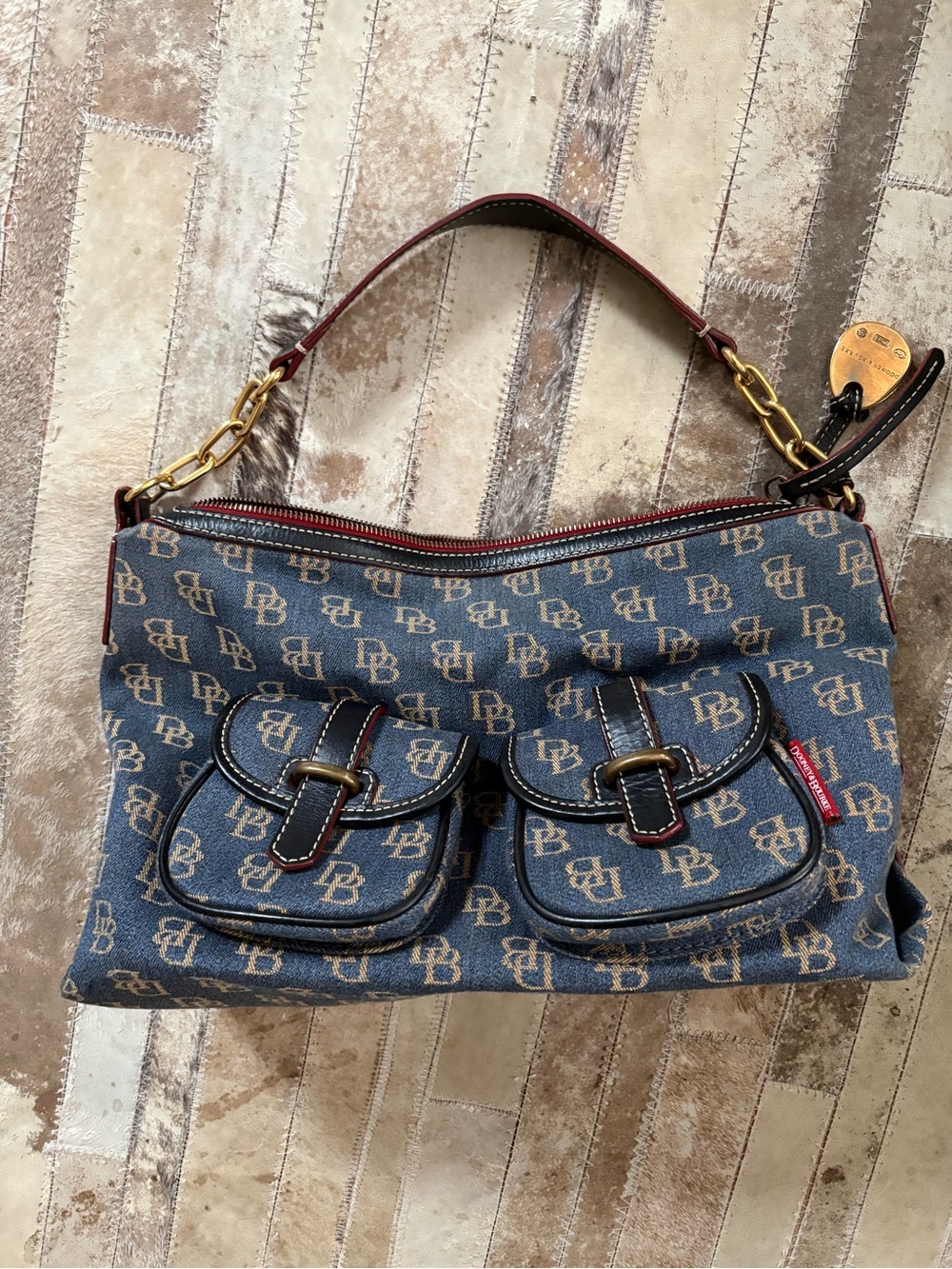 Dooney & Bourke Vintage - Blue Signature DB Logo Shoulder Bag